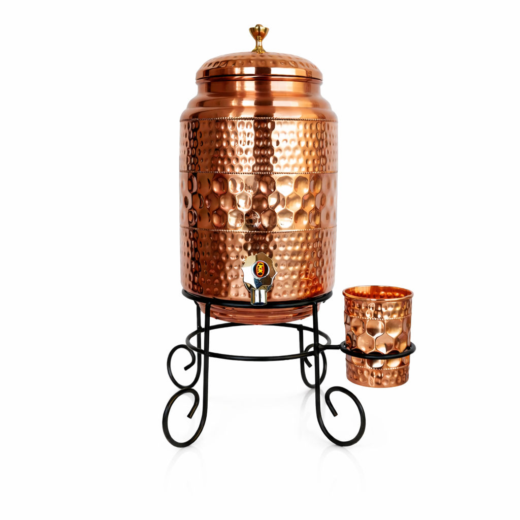Copper Diamond Water Pot Hammered Design